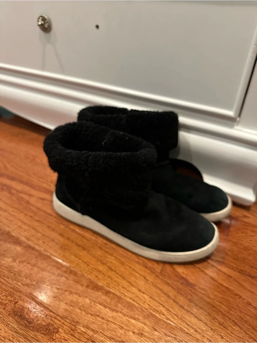 Women's UGG Black Faux-Shearling Ankle Boot Sneaker